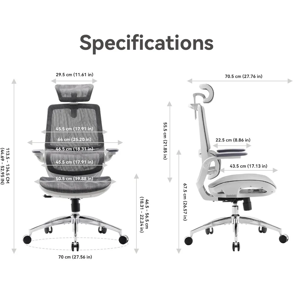 M59AS Ergonomic Office Chair, Desk Chair with 3D Flip-up Armrests, Computer Chair with Dual Back Design and Adaptive Dynamic Lu