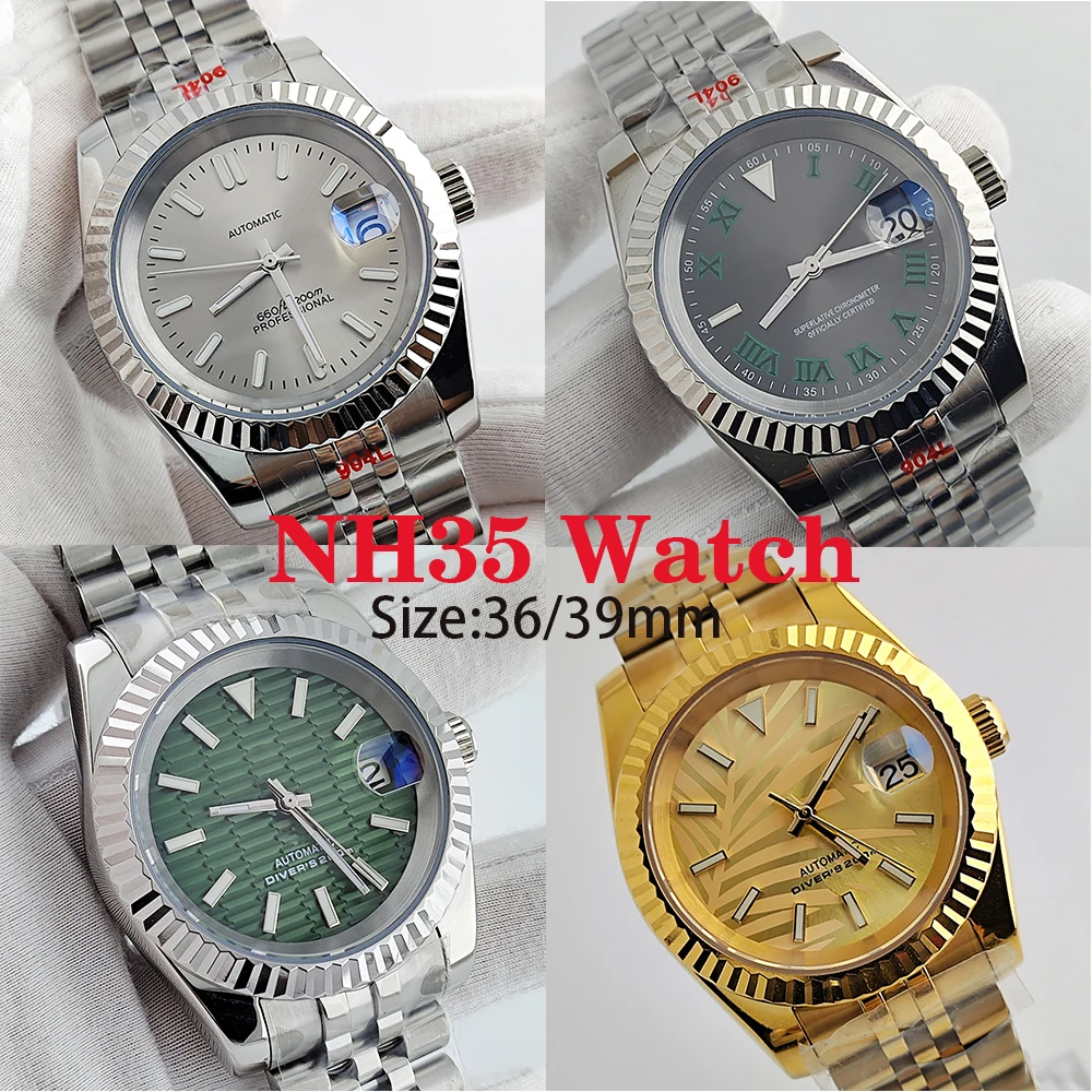 カスタマイズされたNH35腕時計 36mm/39mm レディース/メンズ 自動巻き機械式腕時計 サファイア 自動巻き オイスター Sロゴ腕時計