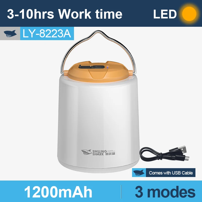 Smiling Shark Rechargeable Camping Lantern LED Portable Tent Light 360° Lighting 3 Moeds LY 8223 Outdoor Hiking Family Camping