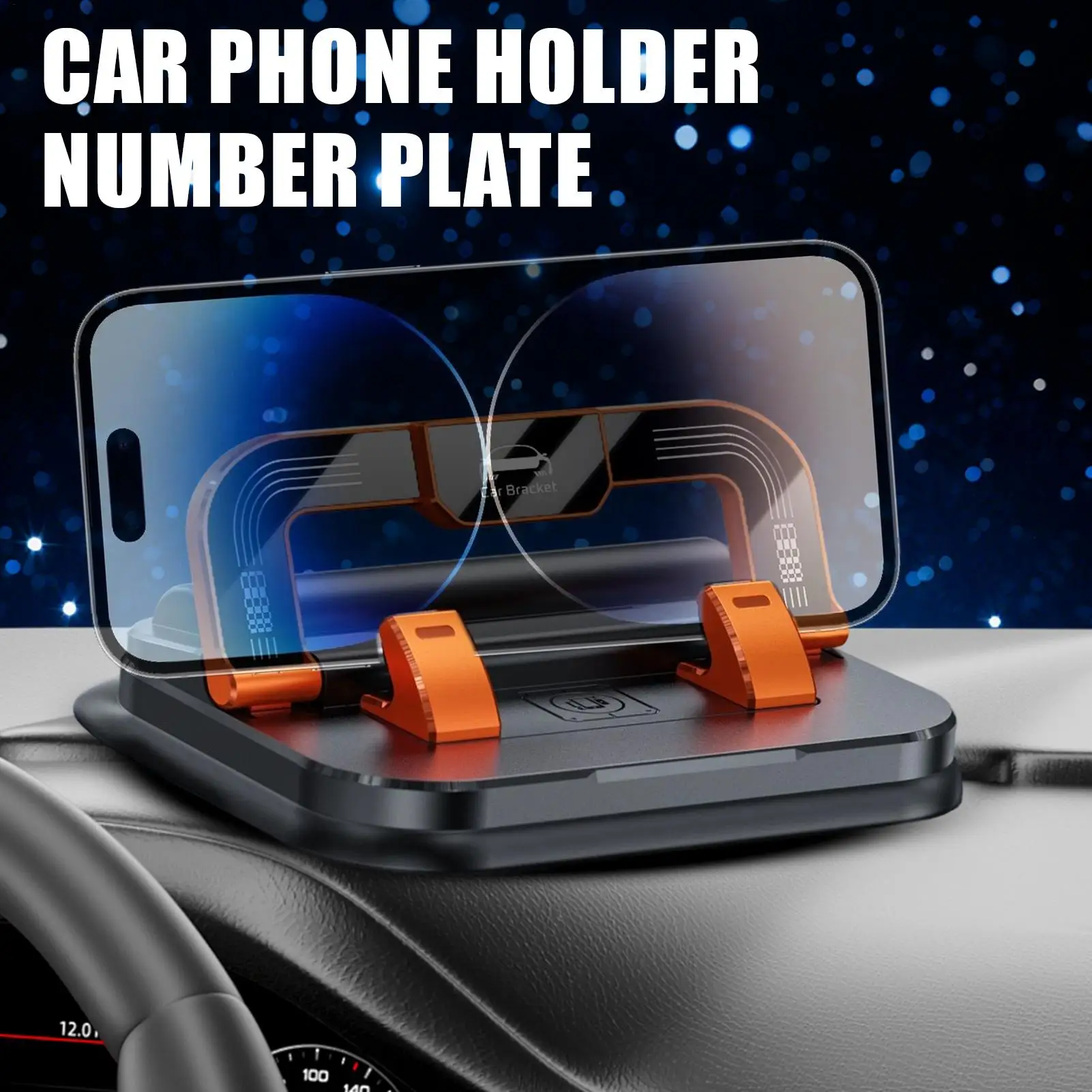 

Car Phone Holder Foldable Number Plate Cellphone Rack 2-in-1 Non-Slip Suction Phone Holder Number Plate For Truck Vehicle Daily
