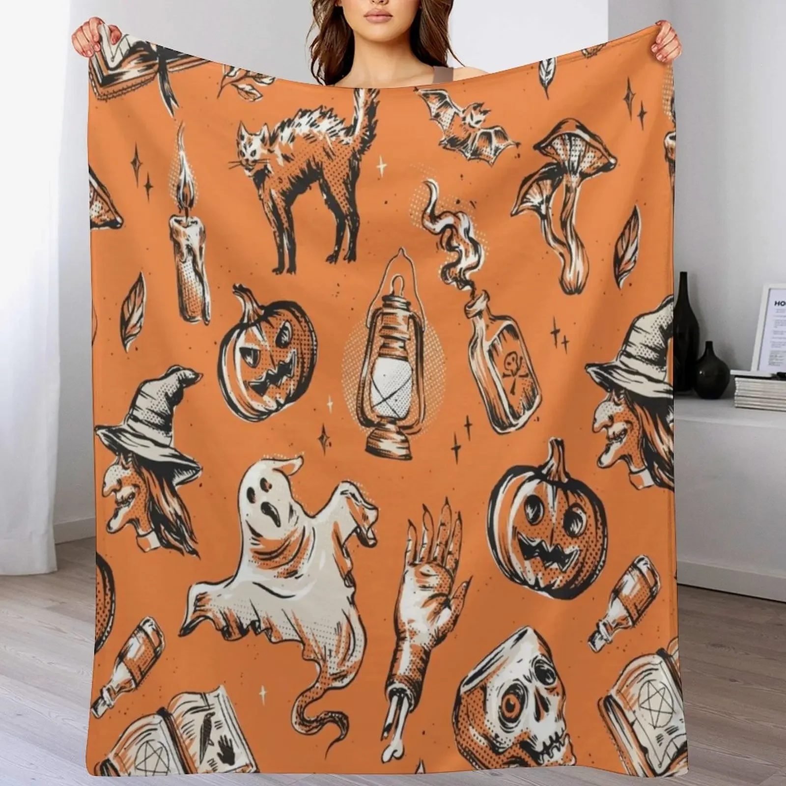 

Magic Vintage Halloween Time Throw Blanket cosplay anime Moving manga Bed covers Blankets