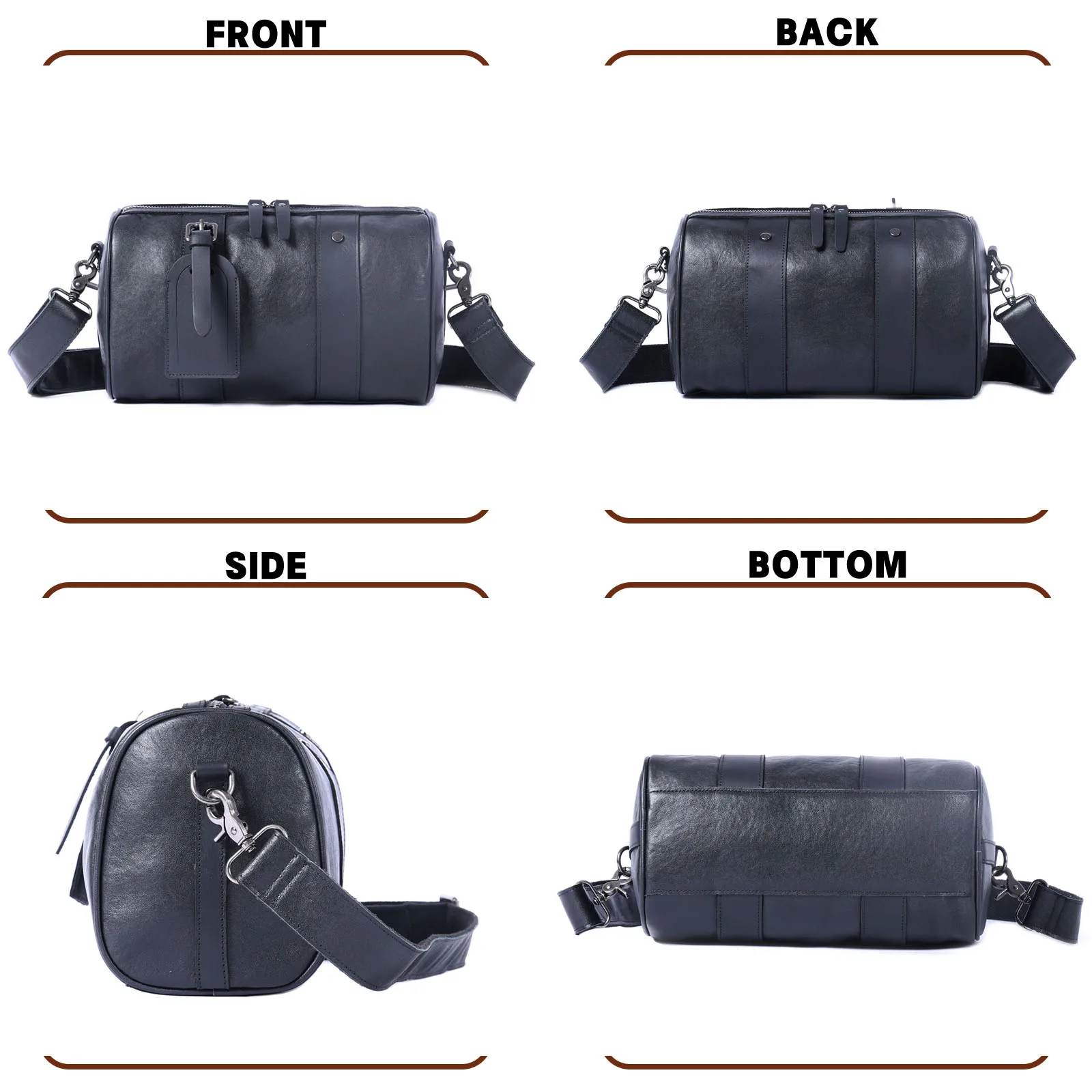 Echte Leder-Umhängetasche für Herren, einfache Rindsledertasche, hochwertiges, pflanzlich gegerbtes Leder, modischer Casual-Stil. – Detail 8