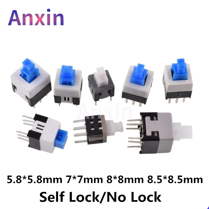 

10Pcs Non-Self-Locking Switch / Self-Locking Switch 5.8*5.8 7*7 8*8 8.5X8.5MM Key Switch Cap Switch