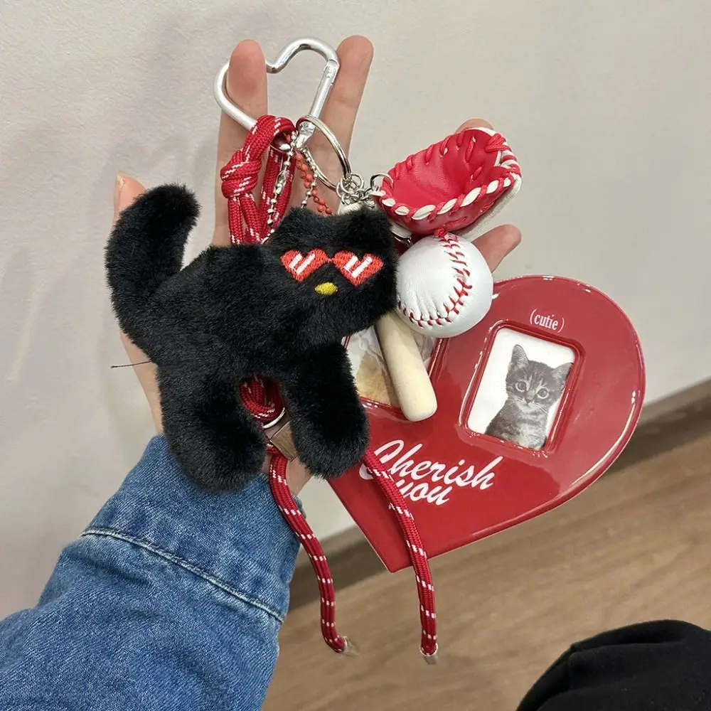 

Cute Love Photo Card Holder Encore Red Cure Cat Bag Pendant Keychain Luggage Accessories