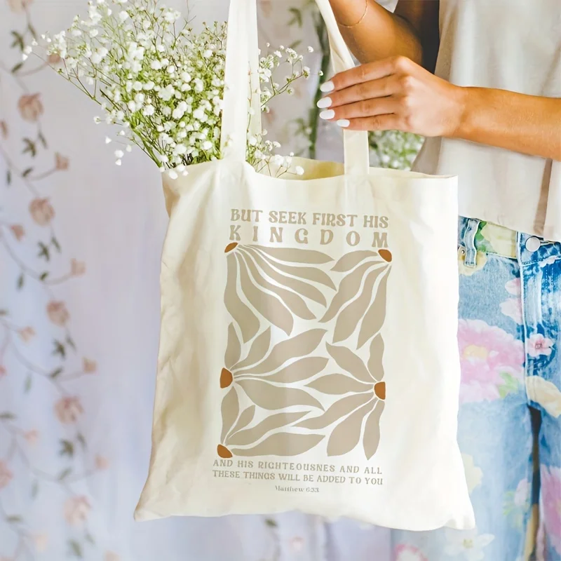 1pc borsa in tela Christian Faith, borsa Shopping da donna, borsa in tessuto a tracolla per preghiera della bibbia, custodia da viaggio leggera