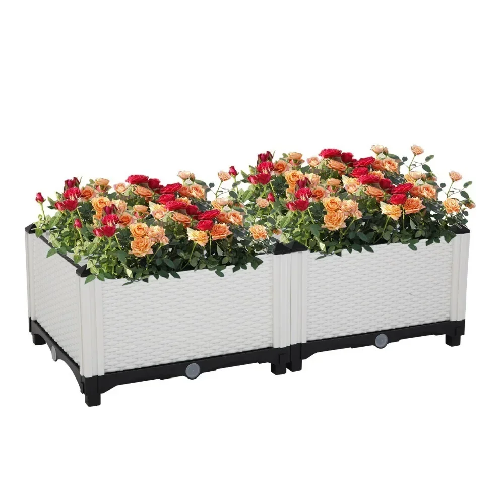 2Pcs Free Splicing Injection Planting Box White Simple and atmospheric design Sturdy and durable