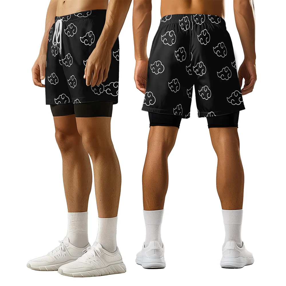 

2024 new summer street hip hop trend animation element style 3D senior printed casual beach nightclub sky cloud pattern shorts