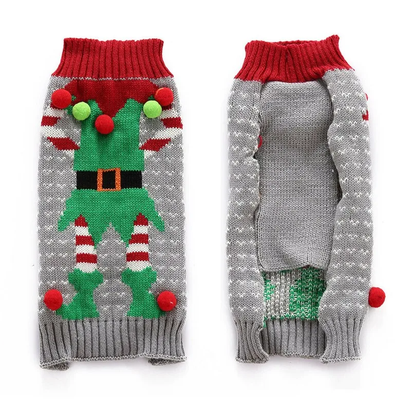 Hundepullover Weihnachten Winter Warme Hundekleidung Weihnachtsoutfit für Hunde Welpenmantel Hundekostüm Chihuahua Gestreifter Hundestrickpullover – Detail 27
