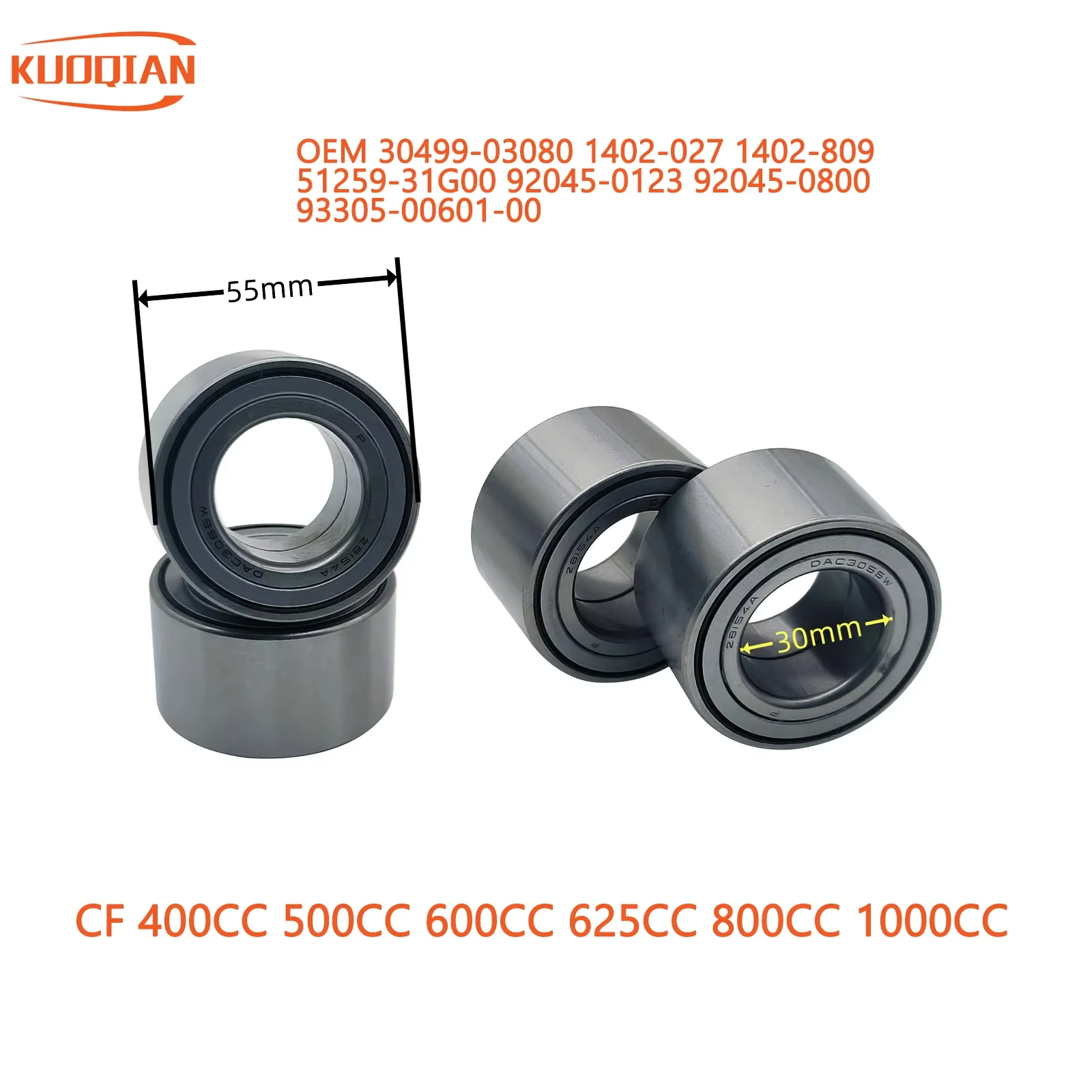 

4 шт. подшипник ступицы колеса DAC3055W для CF 400 500 520 550 600 625 800 1000 X5 X6 U6 X8 UTV ATV SSV CF Goes500 30499-03080