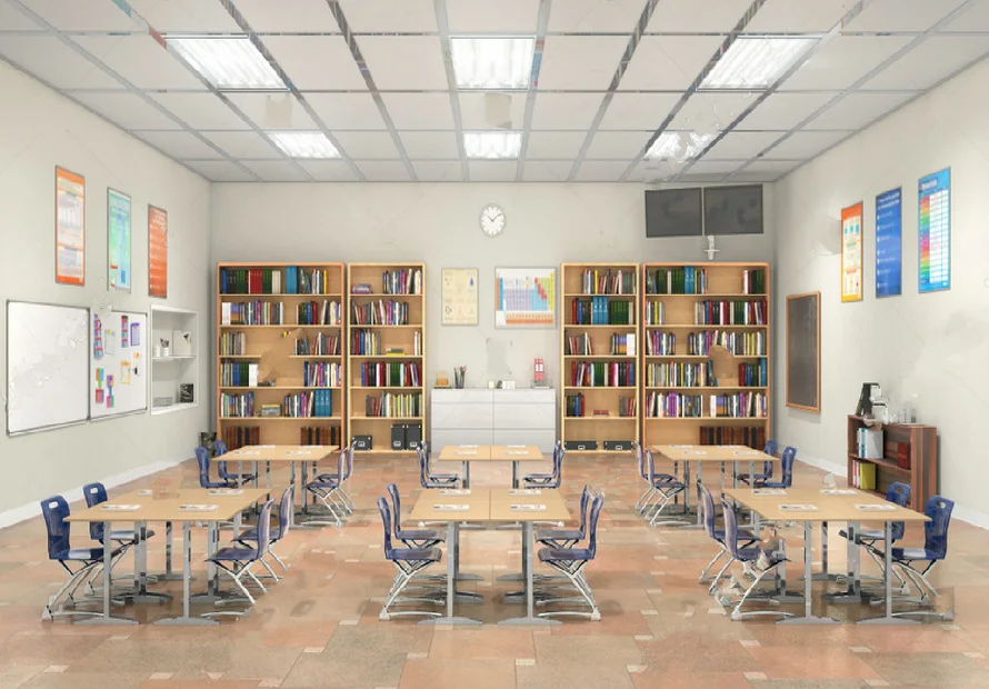 جونسون ثلاثية الأبعاد فئة الفصول الدراسية خزانة الكتب الجدول خلفية عالية الجودة الكمبيوتر طباعة الأطفال خلفية الاطفال