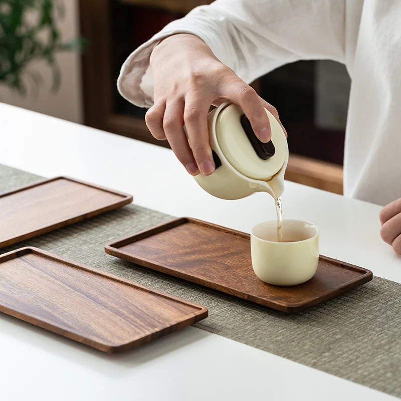 Natural Rectangular Wooden Tea And Coffee Hotel Home Service Tray