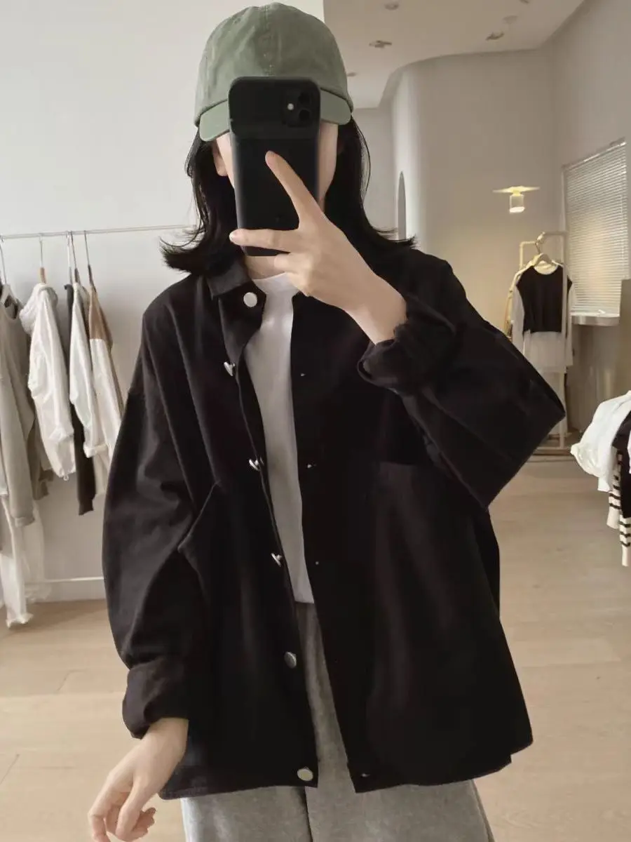 Authentic Autumn Winter Loose Fit Casual Women's Workwear Jacket Retro Style Cotton 100% Short Top True to Size