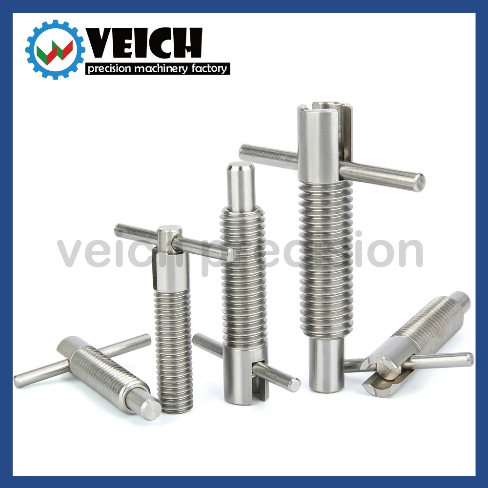 

VCN235 1pc Stainless Steel/Carbon Steel Self-Locking Spring Pins T-Handle Retractable Indexing Plungers M6/M8/M10/M12/M16mm