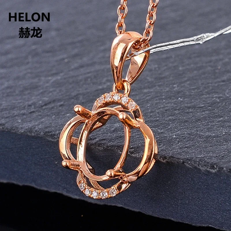 الصلبة 14 كيلو الذهب الأبيض الماس الطبيعي النساء قلادة 6x8 مللي متر البيضاوي قطع شبه جبل قلادة إعداد الذهب الوردي الأصفر اختياري