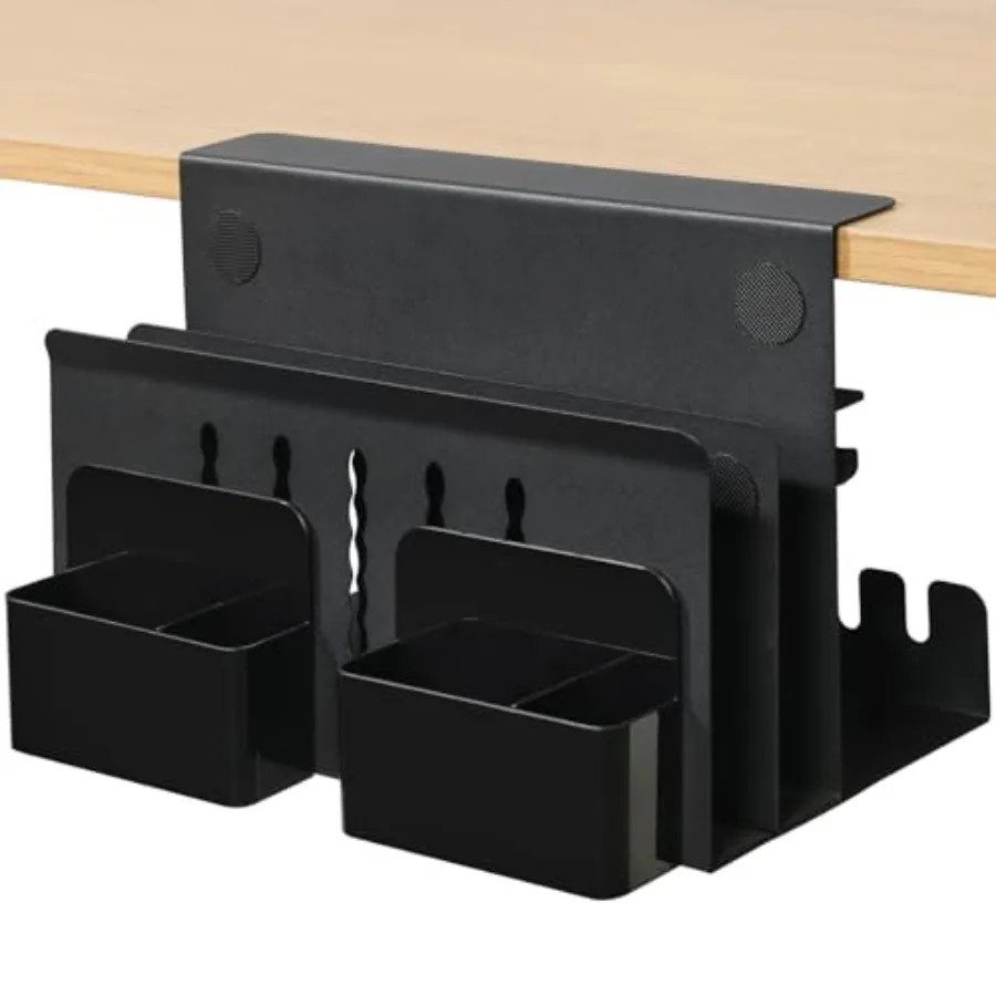 

Desk Side Storage, Under Desk Laptop Mount, Table Side Hanging File Organizer, No Drill Clamp On Cable Management Tray, Laptop