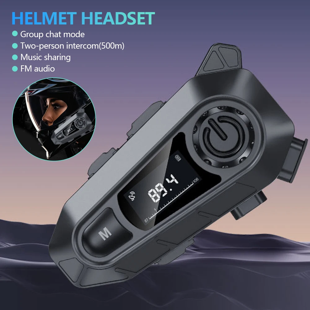 سماعة خوذة دراجة نارية لاسلكية BT5.3 Handfree دعوة مقاوم للماء موتو سماعات راديو FM مشاركة الموسيقى شاشة LED لراكبي #2