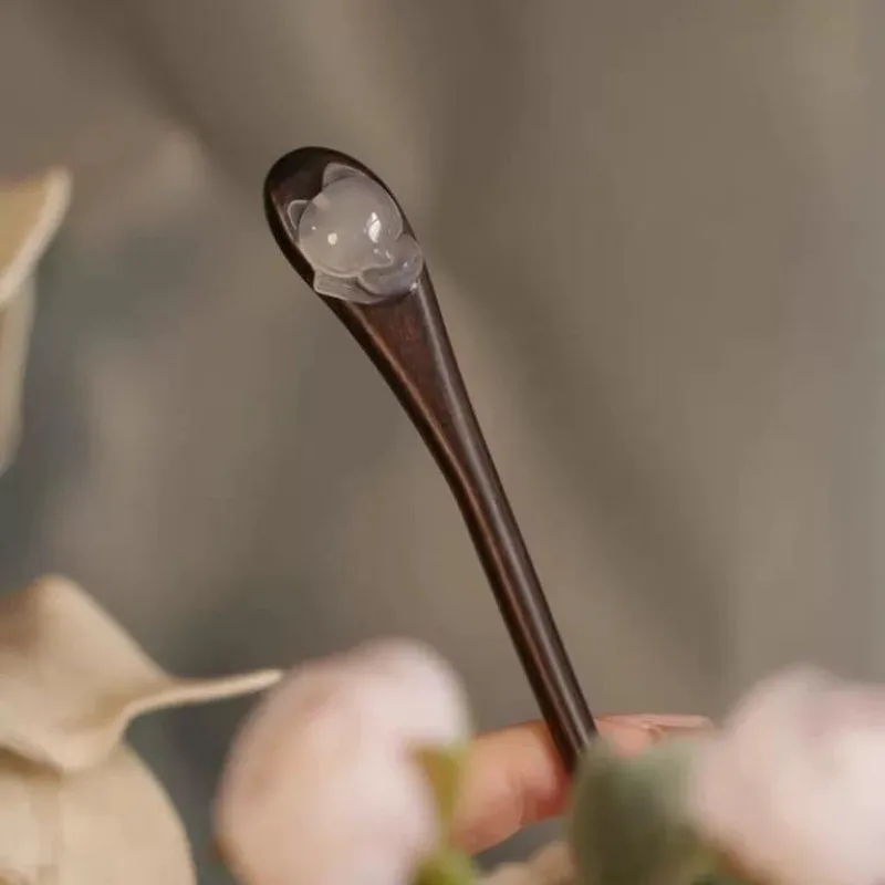 دبوس شعر خشبي على الطراز العتيق من الثعلب الصغير دبوس شعر صيني جديد خلف الرأس دبوس شعر ملفوف كلاسيكي وبسيط من Hanfu #3