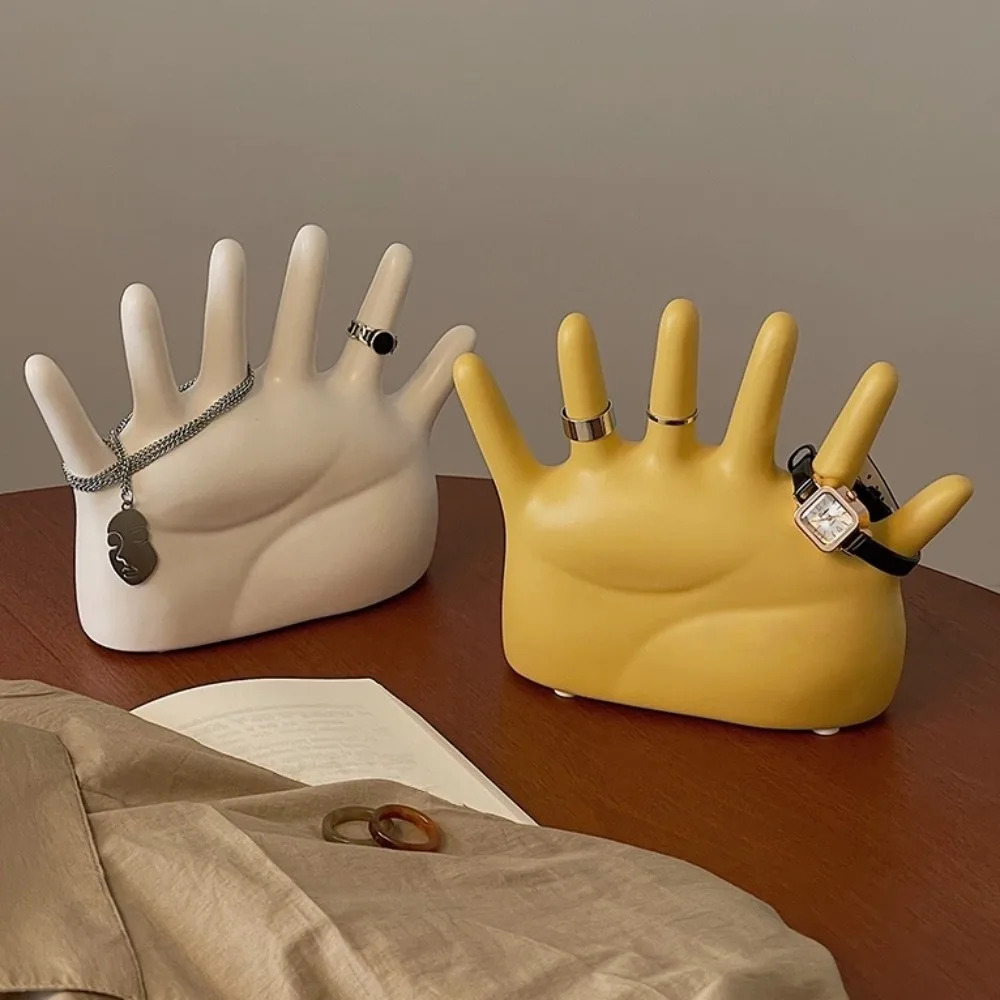 

6-пальцевый держатель для колец в форме ладони, винтажная подставка для ювелирных изделий, смола, простая подставка для ювелирных изделий в форме ладони