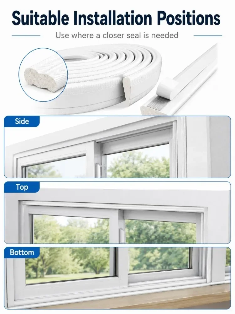9,84/16,4FT Schaumgummi-Fenster-Türdichtungsstreifen Selbstklebender Türspaltstreifen Schalldämmung Winddichtes Wetterdichtungsband – Detail 7