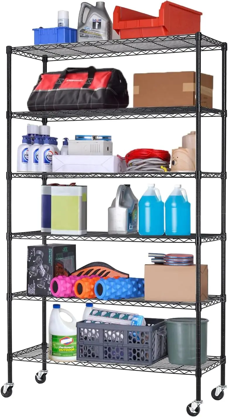 Storage Shelves 2100Lbs Capacity, 6-Shelf on Casters 48