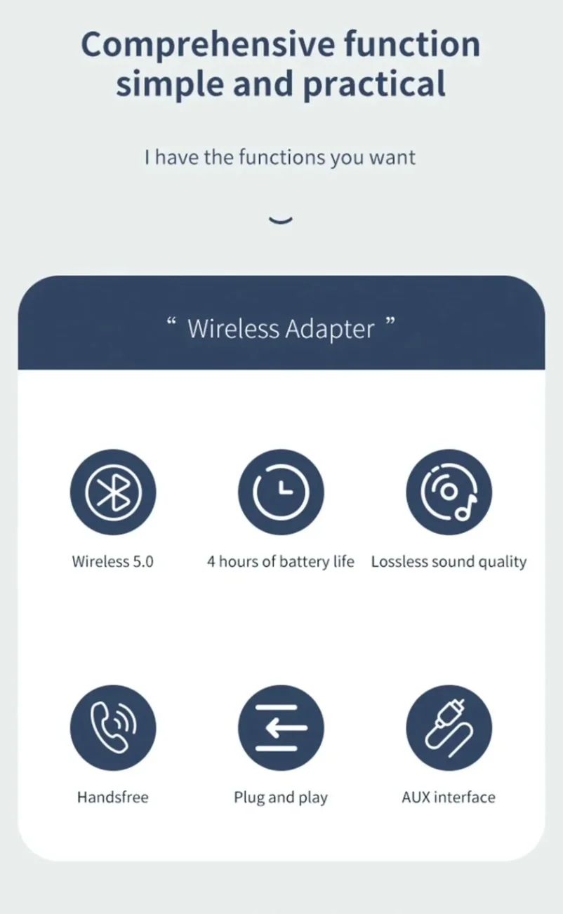 Bluetooth 6.0 Audio Wireless Adapter Empfänger Sender Freisprecheinrichtung 3,5mm AUX-Anschluss USB-Dongle Stereo-Musik für TV PC Auto-Kit – Detail 2