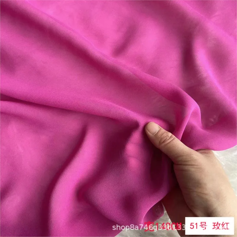 Solid color 12 momme silk georgette fabric dress thickened