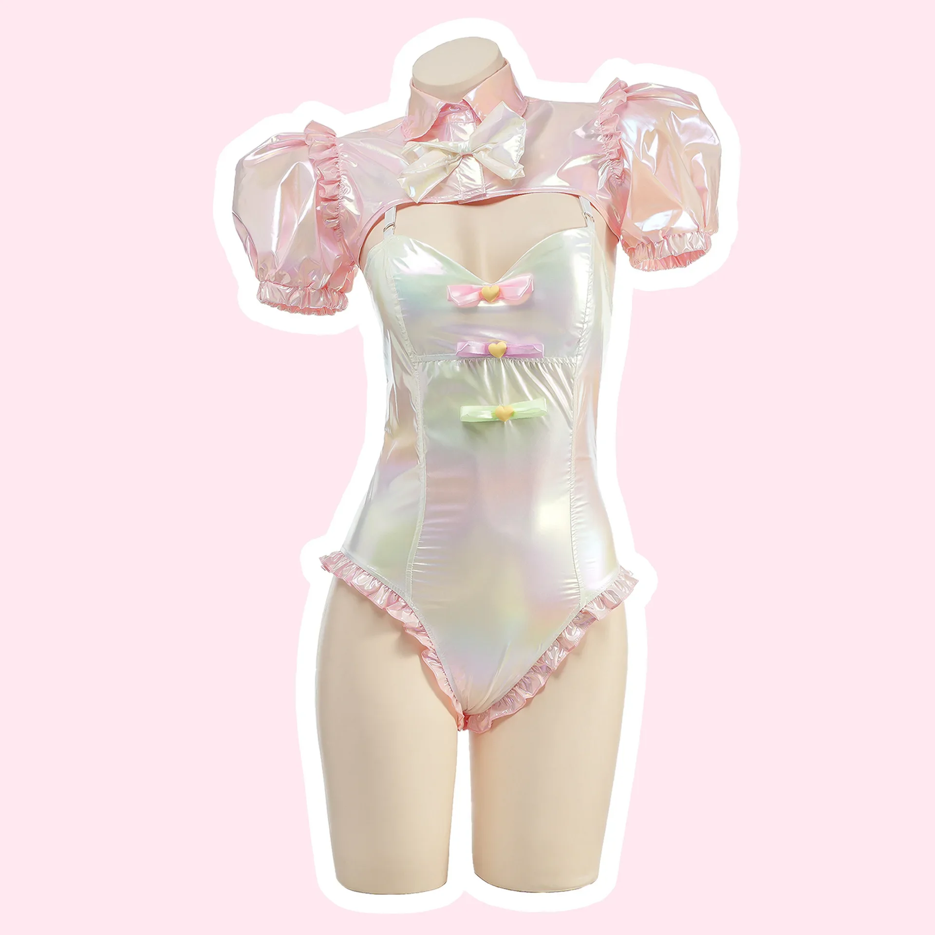 Game NEEDY GIRL OVERDOSE KAngel Bodysuit Anime Pink Laser Swimsuit Cosplay Halloween Carnival Costumes Sexy Bodysuit