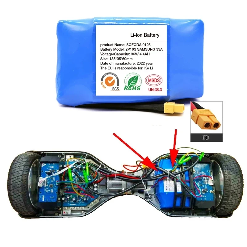 Imagem -04 - Recarregável Lithium Ion Baterias Elétrica Auto-balanceamento Scooter Hoverboard e Monociclo Genuine 36v 10s2p 4400mah