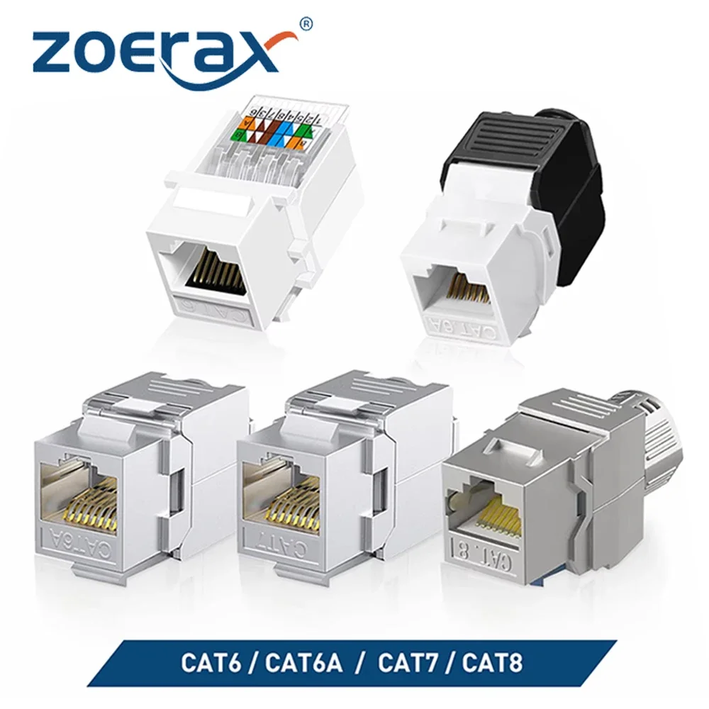 

ZoeRax 1PCS RJ45 Keystone Jack CAT8 CAT7 CAT6A CAT6 Toolless Modular Coupler (CAT6 Not Compatible patch panel)