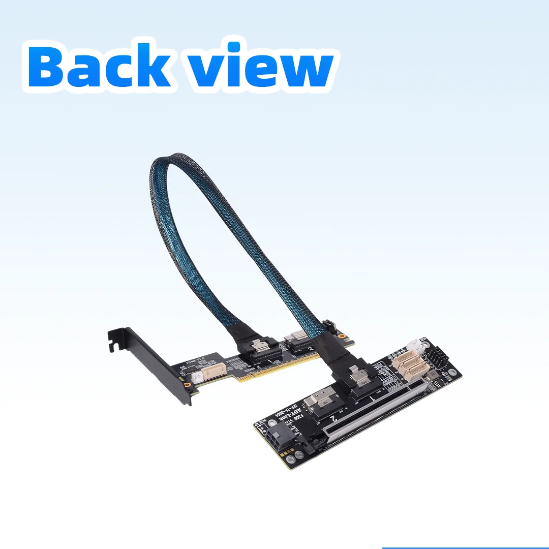 ADT PCIe 4.0 x16 SlimSAS Splitter Extension Cable SFF-8654 8i 1-to-2/1-to-4 GPU Riser Gen4 256Gbps Graphics Card Adapter