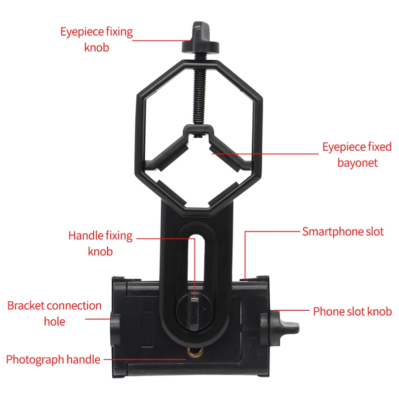 Adjustable Plastic Cellphone Adapter Mount Microscope Spotting Scope Telescope Clip Bracket Phone Stand Holder