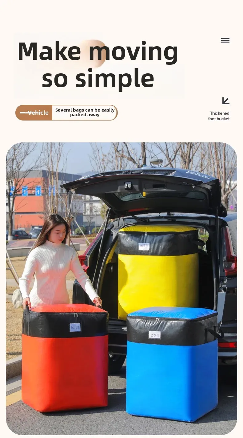 Umzugstasche mit großem Fassungsvermögen, verdickte, umweltfreundliche Gepäcktasche, wasserdichte gewebte Tasche, Aufbewahrungstasche, verschleißfeste Tasche – Detail 4
