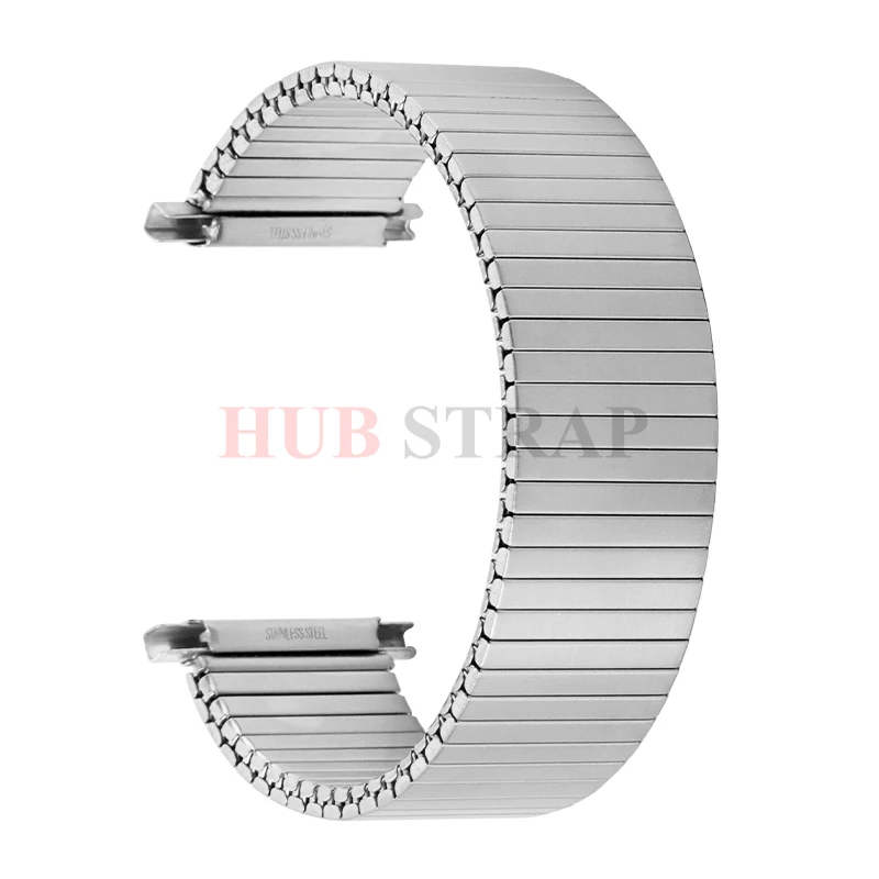 X/M/L/XL تمتد الفولاذ المقاوم للصدأ حزام (استيك) ساعة المعادن التوسع حزام مطاط 18-22 مللي متر العالمي الرجال النساء حزام استبدال سوار