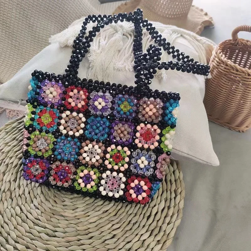 Piccola borsa di perline borsa a tracolla di design trasparente acrilico perle di cristallo scatola di perline di pietra Totes borsa da donna borsa