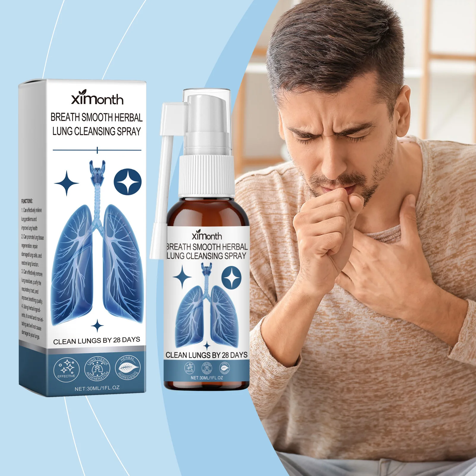 

Herbal Lung Cleansing Repair Spray Natural Nasal Nose Breath Cleaning Care Relieve Respiratory Discomfort