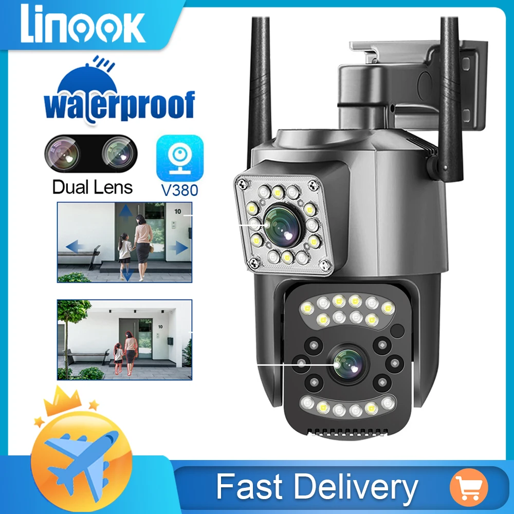 Linook-cámara CCTV V380 Pro 4G, tarjeta SIM, WIFI, 4K, 8MP, Vigilancia Exterior inalámbrica, cámara de seguridad IP