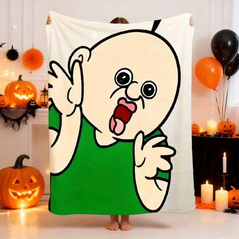 1pc Bonbon Bonbon's Daily Life Anime Character Display Green Outfit Unique Style Blanket, Artistic Flannel Blanket, Lightweight