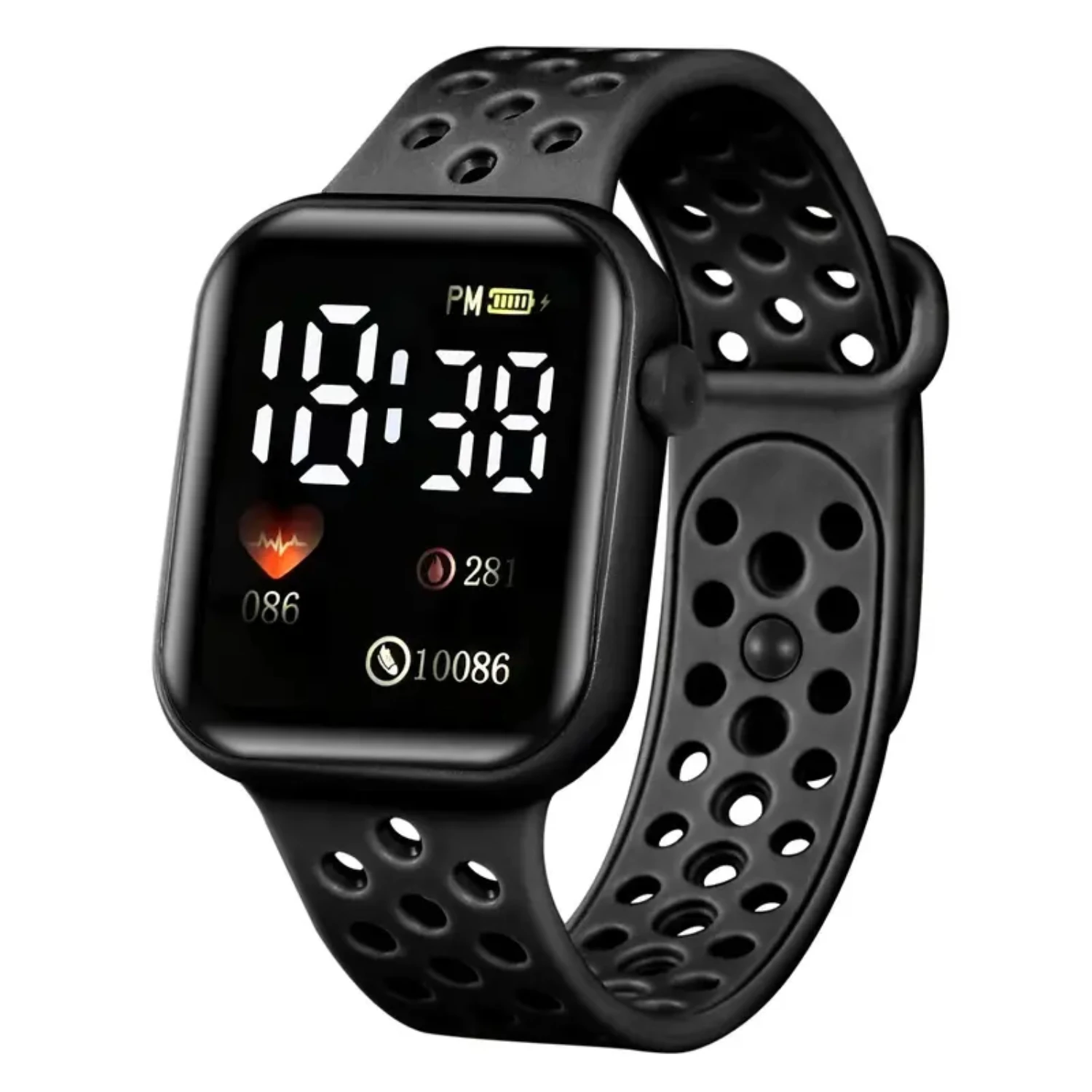 

1pc Luminous Square Electronic Digital Display Watch With Sport Silicone