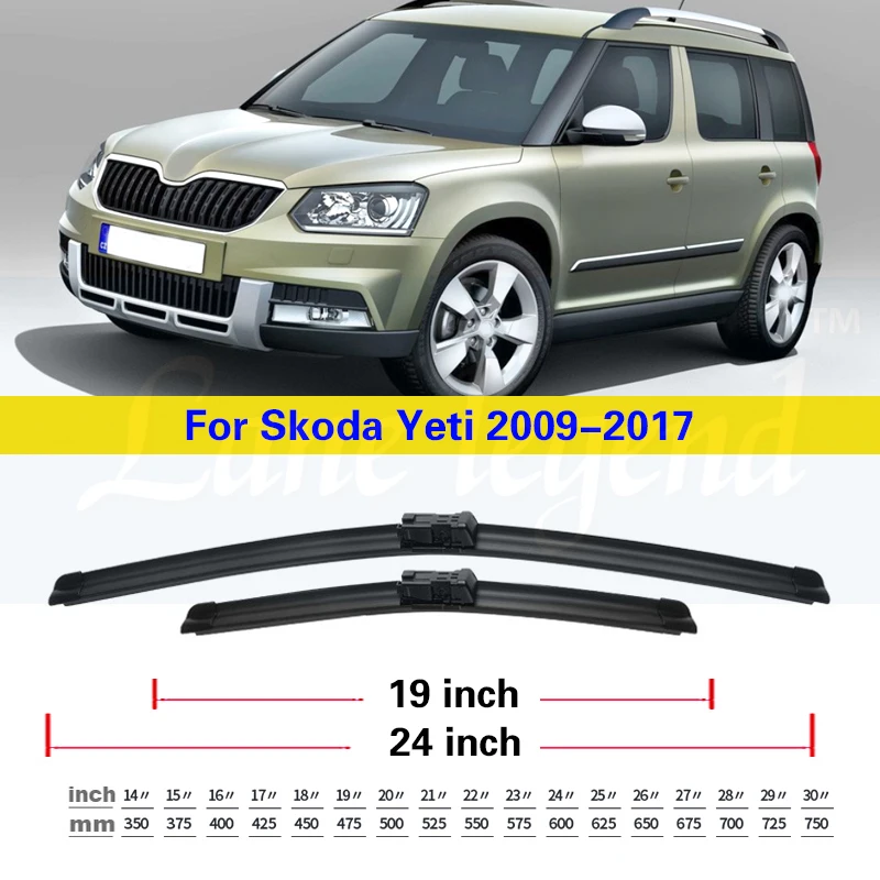 Wiper Front Rear Wiper Blades Set For Skoda Yeti 2009-2017 Windshield Windscreen Window Rain Brushes 2014 2015 2016 24\