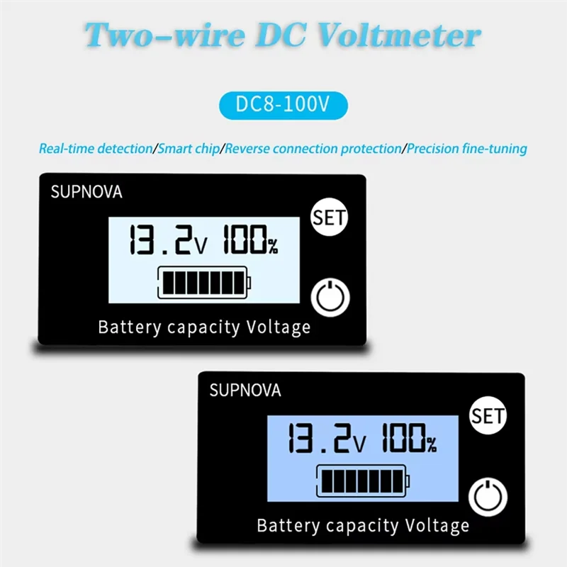 【Gift】Battery Capacity Indicator DC 8V-100V Lead Acid Lithium Lifepo4 Car Motorcycle Voltmeter Voltage Gauge 12V 24V 48V 72V
