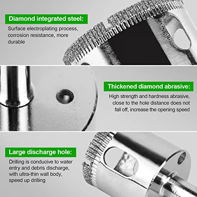 Imagem -04 - Diamante Buraco Saw Kit com Dupla Ventosas Guia Conjuntos de Brocas Jig Fixture Broca Oca Fácil de Usar mm a 83 mm 17 Pcs