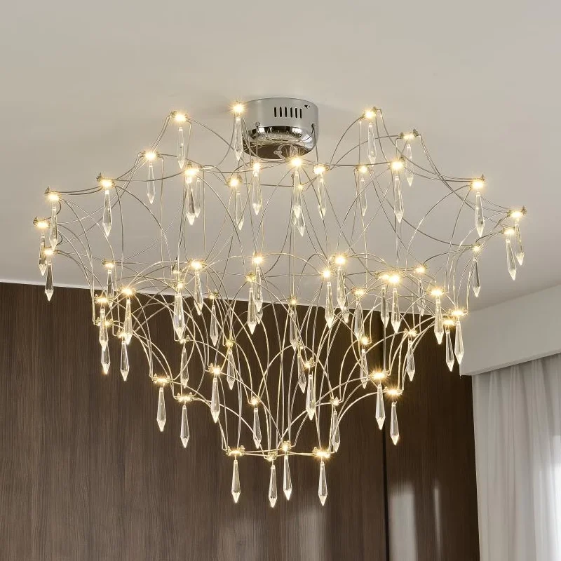 Italian stainless steel crystal living room pendant lamp villa restaurant designer's style Mantianxing Fireflies Chandelier