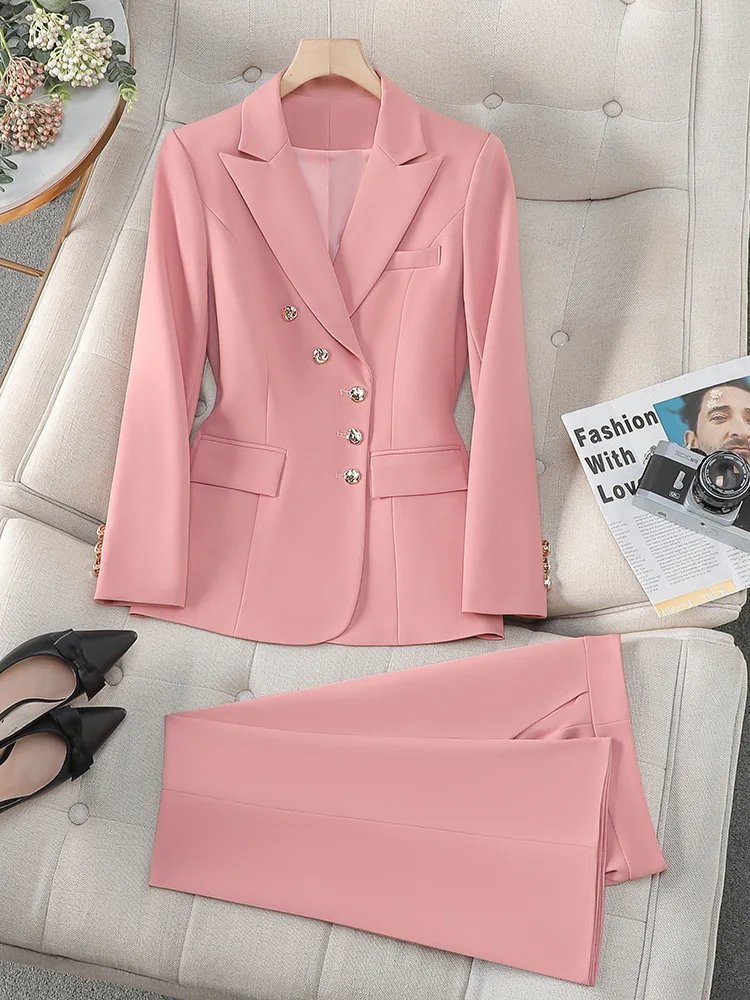 

2025 New Style Women's Two-Piece Set Elegant Long-Sleeve Slim-Fit Office Outfit Single-Breasted Blazer Pants Fashion Set