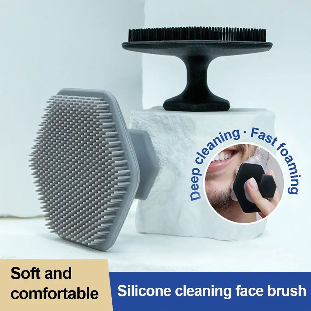 Silicone Facial Cleaning Brush No Slip Handle Mini Face Scrubber Massage Function Deep Clean Manual Face Exfoliator Facial Care