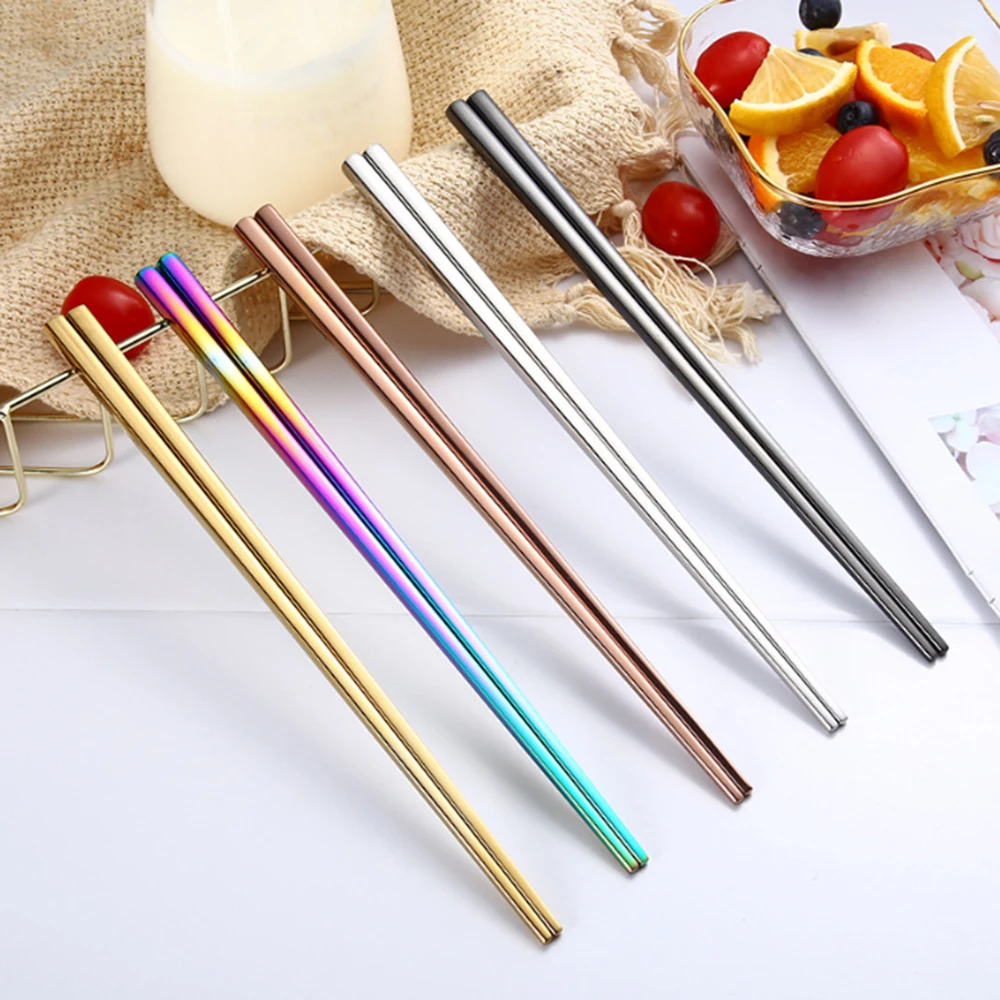 

Useful Stainless Steel Chopsticks Metal Chop Sticks Tableware Silver Gold Multicolor Wedding Party Festival Occasions