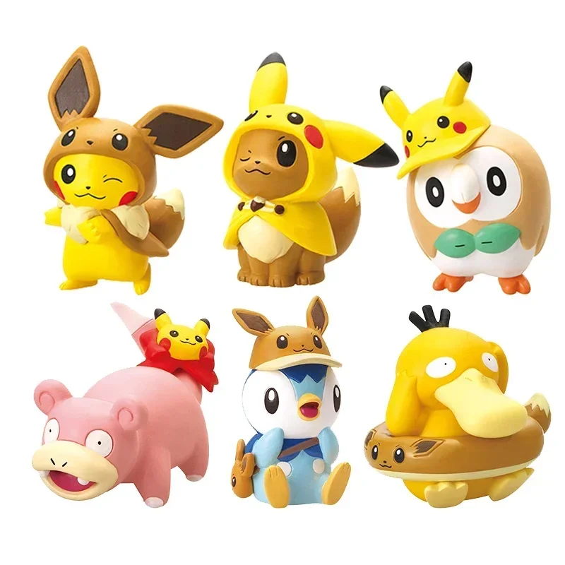 Pokemon Anime Genuine Gashapon Capsule Toy Piplup Figurine Slowpoke Doll Pikachu Psyduck Eevee Action Figures Model Ornaments