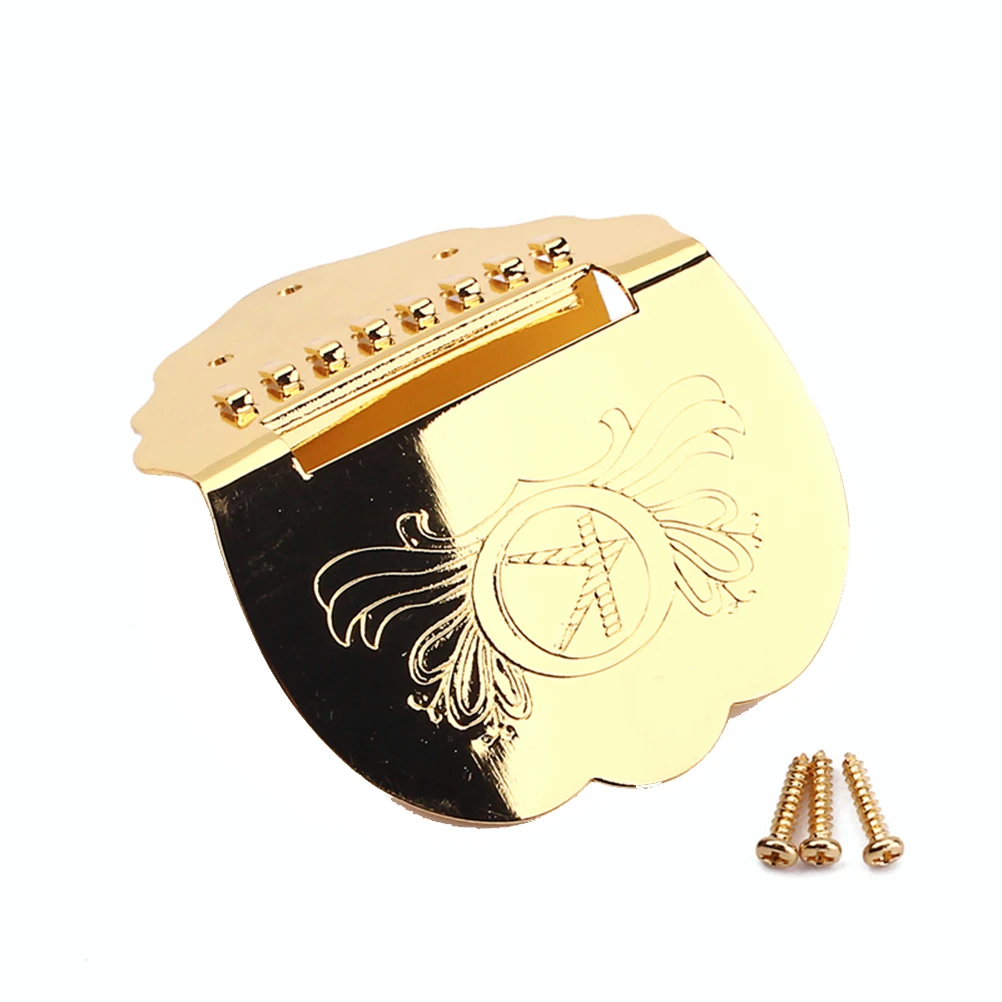 

8-String Gold Chrome Guitar Tailpiece 7.2X5.5X0.8Cm Removable Cover Shiny Finish For Mandolin Part Replacement Guitar Maker