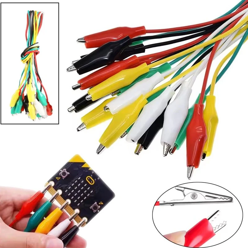 

10PCS Colorful Double Alligator Clips Electrical Test Leads 50CM Jumper Terminal Alligator Clips Soft PVCCar Accessories