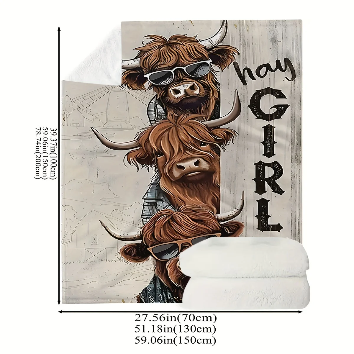 المرتفعات البقرة الفانيلا رمي بطانية ، لينة الدافئة البقرة طباعة بطانية ل أريكة السرير ، مزرعة الحيوان ديكور مكتب التخييم السفر هدية مريحة