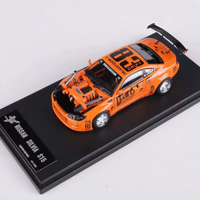 Diecast escala 1:64 nissan s15 4.0 v8 motor simulação liga modelo de carro brinquedo colecionável presente lembrança exibição ornamento